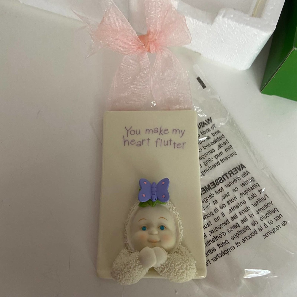 Snowbabies Flutters and Flowers Plaque Ornament Christmas Dept 56 New  NIB